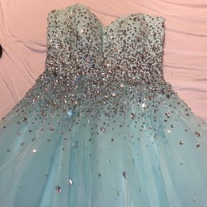 Puffy Teal Homecoming Dress
